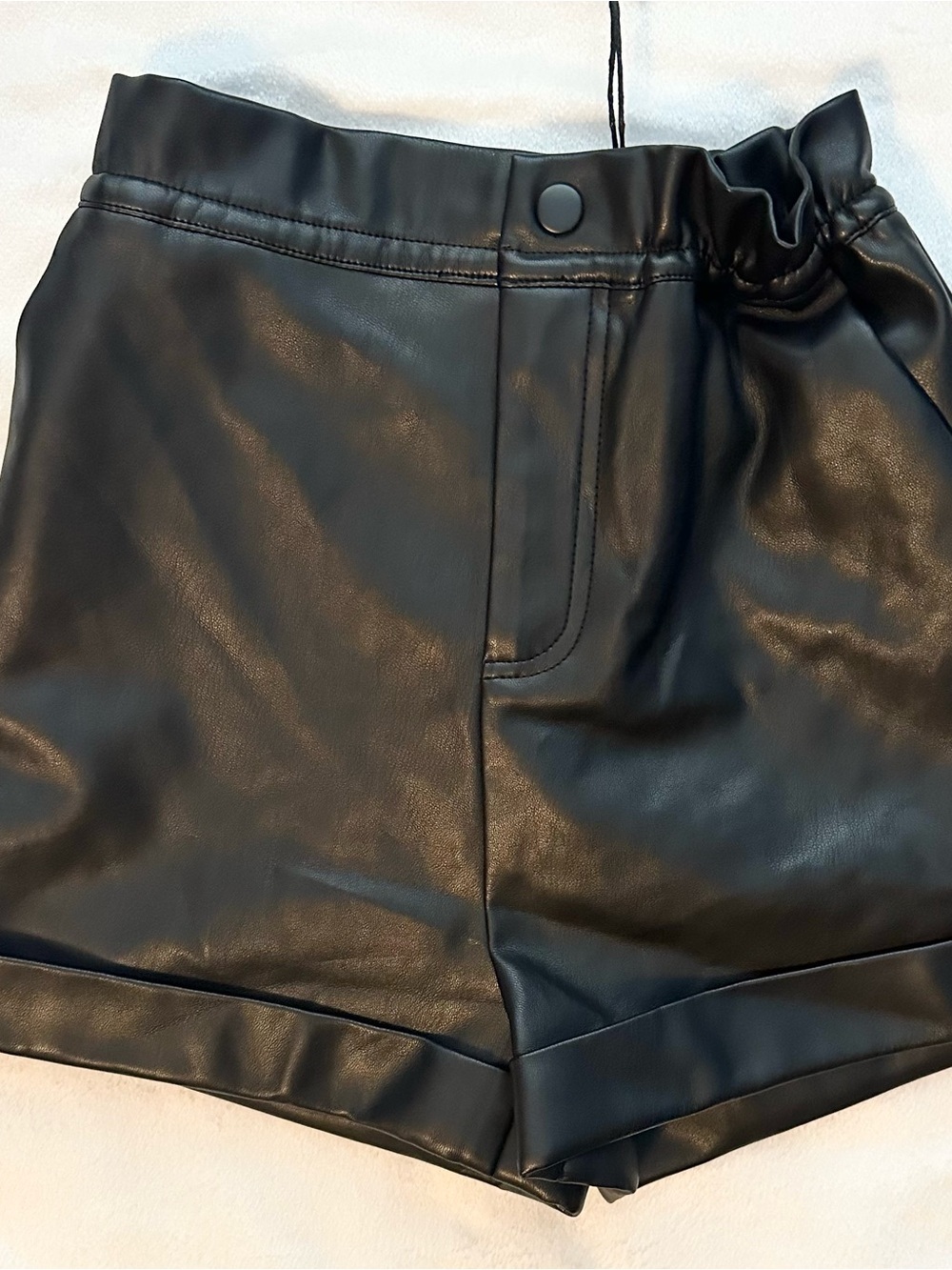 Bardot Junior Iris Faux Leather Cuffed Pull On Black Shorts Kids Girls 8 NWT